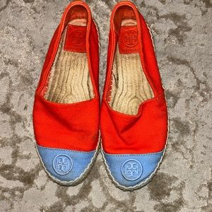 Tory Burch Women's Block Flat Espadrille Orange/Blue
